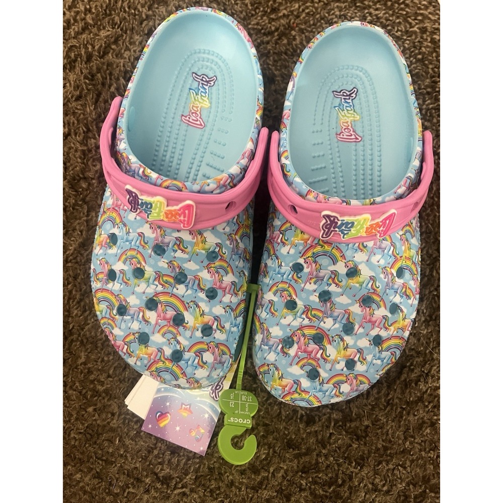 Lisa Frank Markie Rainbow Unicorn Arctic Blue/pink Classic Clogs Size J5